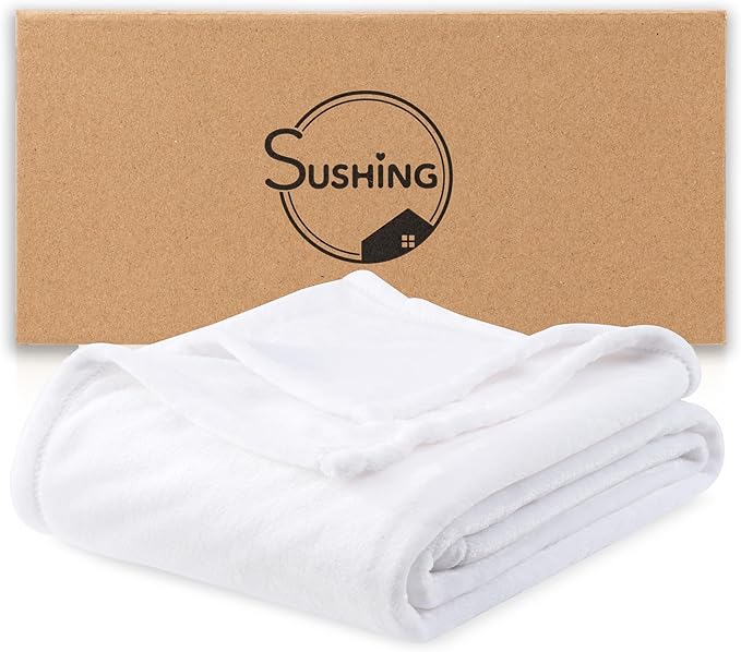 Luxury Fleece Warm Blanket, Soft Lightweight Velvety Plush Blanket for Sofa and Bed, Cozy Comfy for All Seasons(True White, 108×90 Inches)