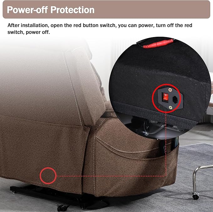 Power Lift Recliner Chair for Adults Elderly Lay Flat Velvet Recliners with Massage Heating, Extended Footrest, Wireless Charging Device, USB Ports, Cup Holder, Lumbar Pillow