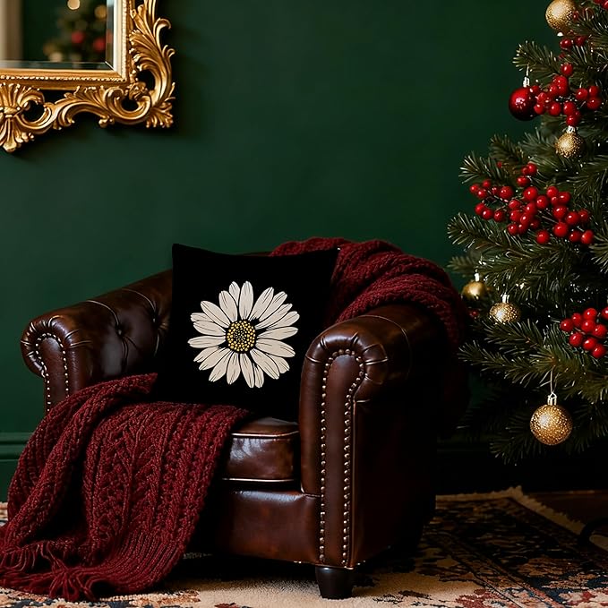 Daisy Floral Pillow Covers 18x18 Double-Sided, Daisy Flowers Wildflower Pillow Covers for Couch Bed Living Room Bedroom, Daisy Decor, Spring Summer Floral Room Decor