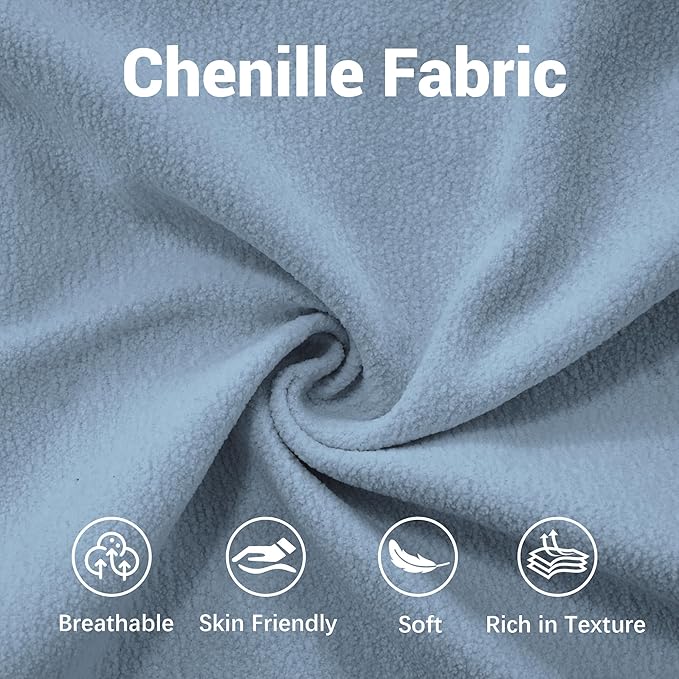 Modular Sectional Sofa, Comfy Cloud Couch 3 Seater Couch with Ottoman, Sectional Couches for Living Room, Modern Chenille L Shaped Couches, Sleeper Deep Seat Sofa with Throw Pillows, Blue