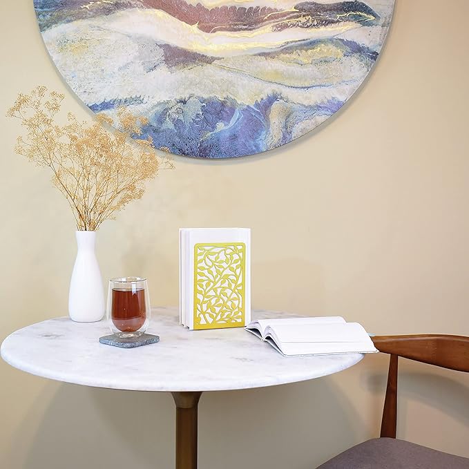 CNK Book Ends Bookends for Decorative Books Holder Bookend Shelves End Hold Heavy Duty Holders Stoppers Metal Stopper Cute Boho Bookshelf Holds Cookbook Office Home Set of 6 Bookends Pair Gold