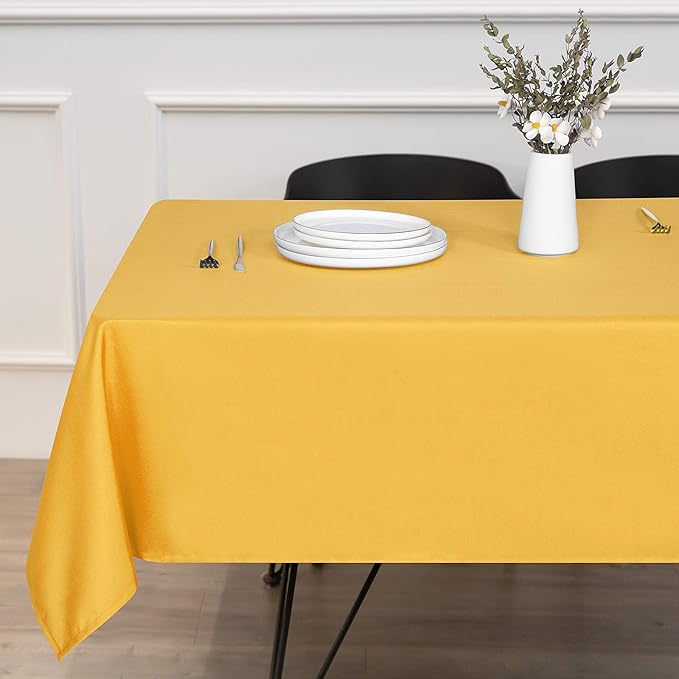 sancua Square Tablecloth - 70 x 70 Inch - Stain and Wrinkle Resistant Washable Polyester Table Cloth, Decorative Fabric Table Cover for Dining Tables, Buffet Parties and Camping, Yellow