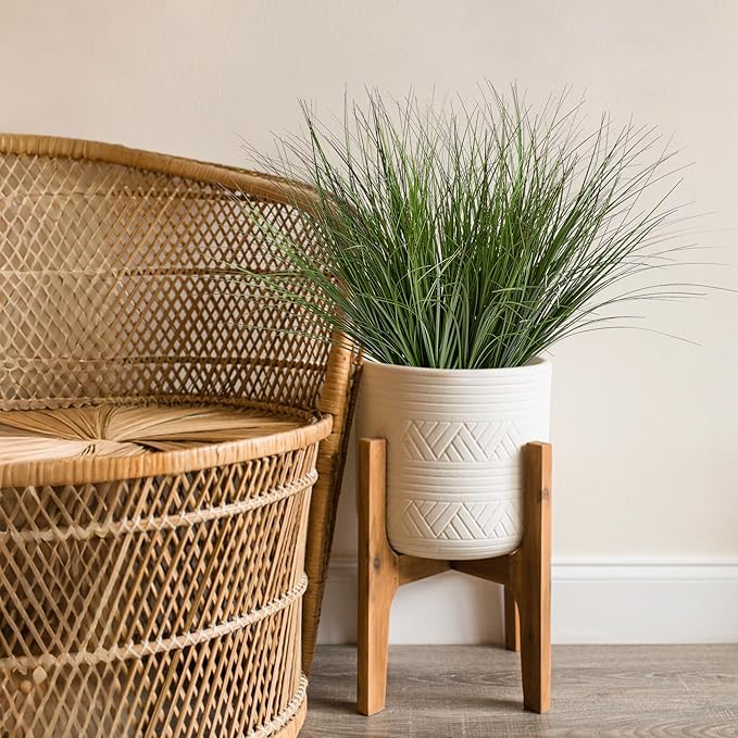 32PCS 17.3" Fake Plants Artificial Wheat Grass Greenery Plastic Plants Fake Grass Artificial Plants for Outdoor Decor Artificial Grass Plant with Greenery Stems for Indoor Home Decoration