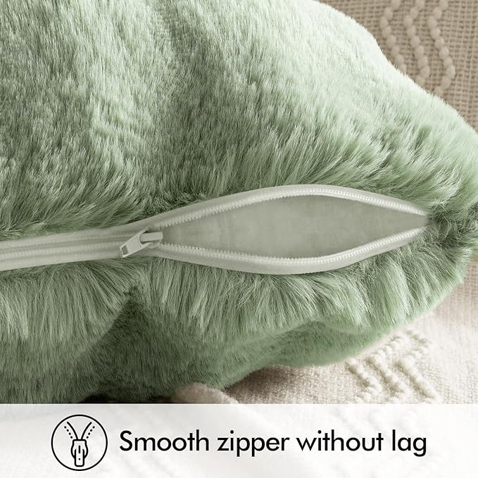 MIULEE Pack of 2 Decorative Pillow Covers Thick Soft Plush Faux Fur Throw Pillows Luxury Home Decor for Couch Bedroom Living Room Sofa,18x18 Inch Sage Green