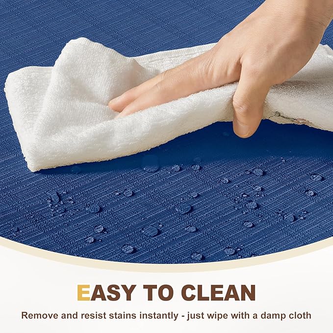 downluxe Chair Cushions for Dining Chairs, Waterproof Kitchen Chair Pads, Non-Slip Dining Seat Cushion with Ties, 17" x 16" x 2.5", Blue, 4 Pack