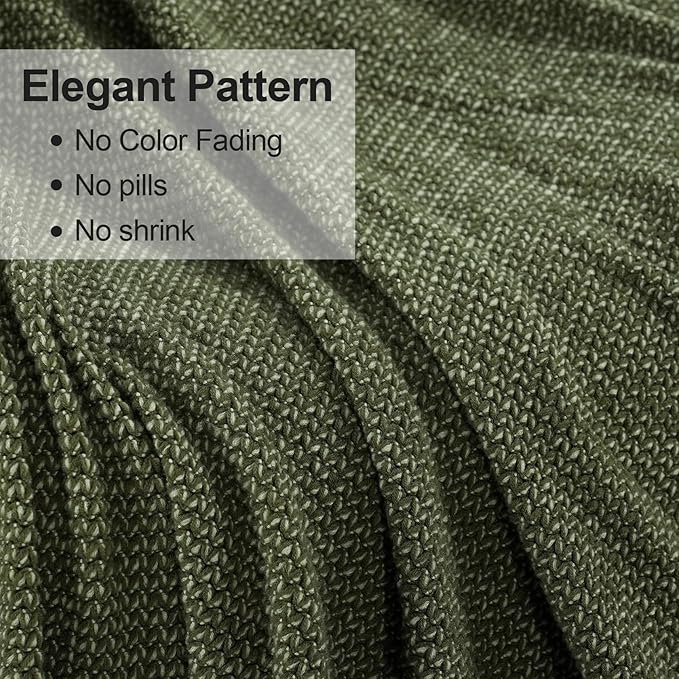 Blagic Knitted Throw Blanket for Couch, Soft Farmhouse Throw Blanket with Tassels,Home Decorative Lightweight Blankets,Spring Throws for Bed/Chair/Sofa,Wheat Textured (Green & White,50" W x 60" L)