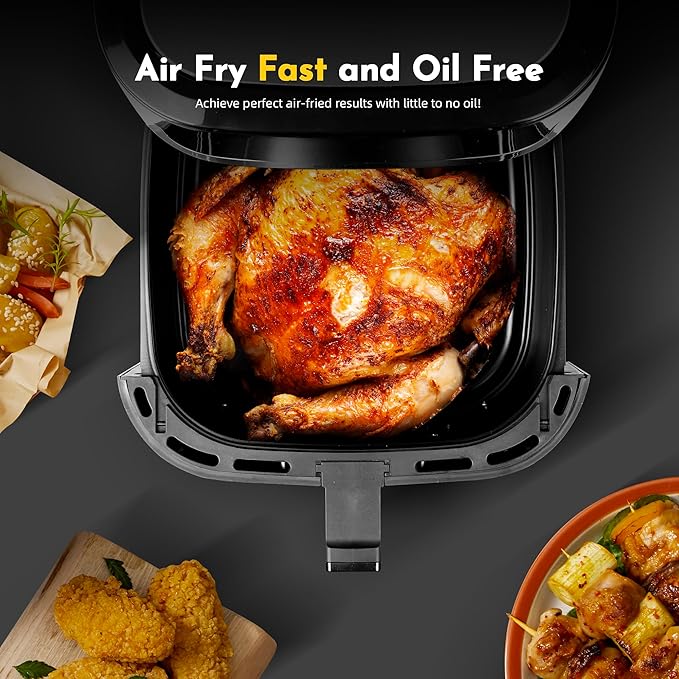 8.5QT Air Fryer, Family Size Digital Air Fryers, Nonstick Square Basket, Smart Touchscreen with 8-Preset, Air Frying, Reheat Leftovers, Party Food, Fast Cooking, Dishwasher-Safe, for Kitchen