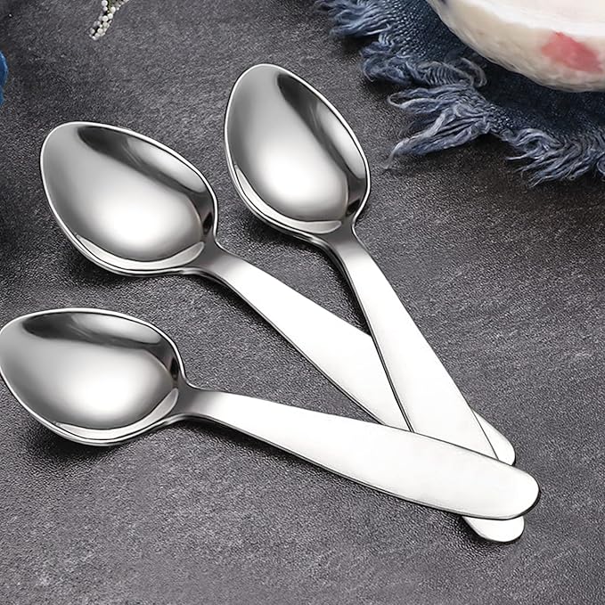 VANRA Premium 18/8 Stainless Steel Children Cutlery Set 5.9-inch Kids Dinner Spoons Set 4 Pieces Silverware Flatware Utensil Set for Home School (4 Spoons)