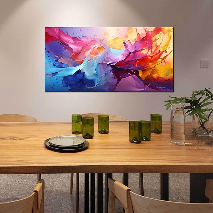 GUGIKA Abstract Wall Art for Living Room, Colorful Canvas Wall Decor for Bedroom, Picture Print, Size 48x24 Inches