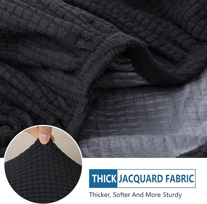 hyha Waterproof Couch Cushion Covers for Pets, Non Slip Sofa Seat Cover for Dogs Washable, Soft Thick Stretch Jacquard Fabric, Sofa Slipcovers with Elastic Bottom (1 Piece for Backrest L, Black)