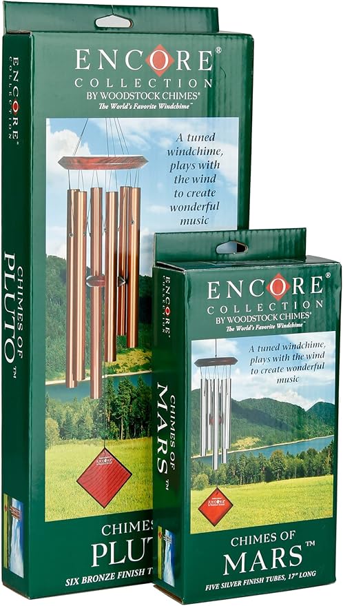 Woodstock Chimes Pluto Wind Chime for Outside 37" Grey Medium Tone Sound for Outdoor Garden, Patio, Porch Decor Gifts, Encore Collection, DCY37