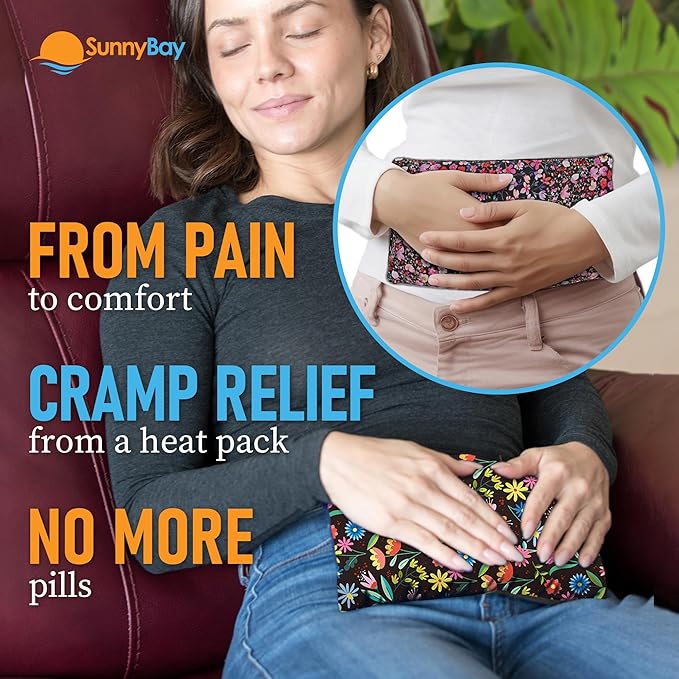 SunnyBay Small Microwave Heating Pad, Microwavable Versatile Cold/Heated Neck and Shoulder Wrap for Back Pain and More, Moist Heat Cotton-Fleece Pad, 6x11 Inches, Meadow & Melody Flowers, Pack of 2