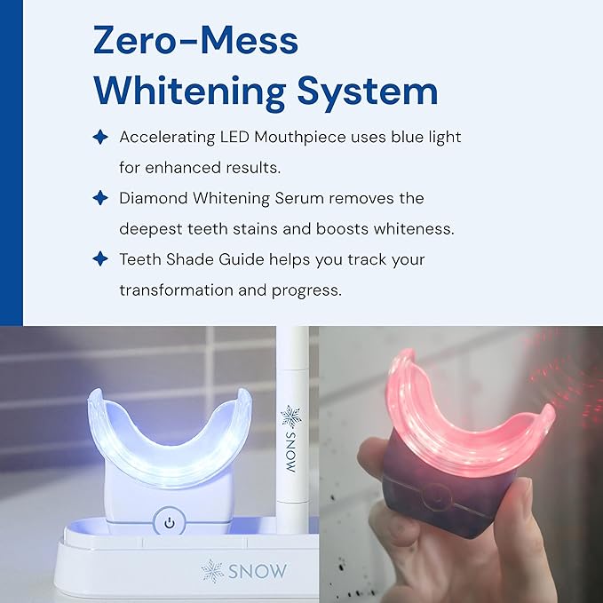 Snow Teeth Whitening Kit - Snow Teeth Whitening Serum and LED Mouthpiece Whitener, Formulated with Hydroxyapatite, Good for 2 Months - Wired Kit with 1 Wand