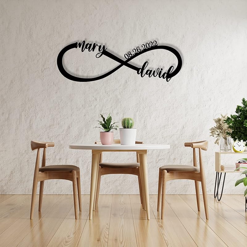 Wedding Gifts for Couples 2025 | Personalized Wedding Gifts | Couples Gift for Her | Anniversary Wedding Date Sign | Engagement Gift | Wall Decor | Bridal Shower Gift | Infinity Metal Sign