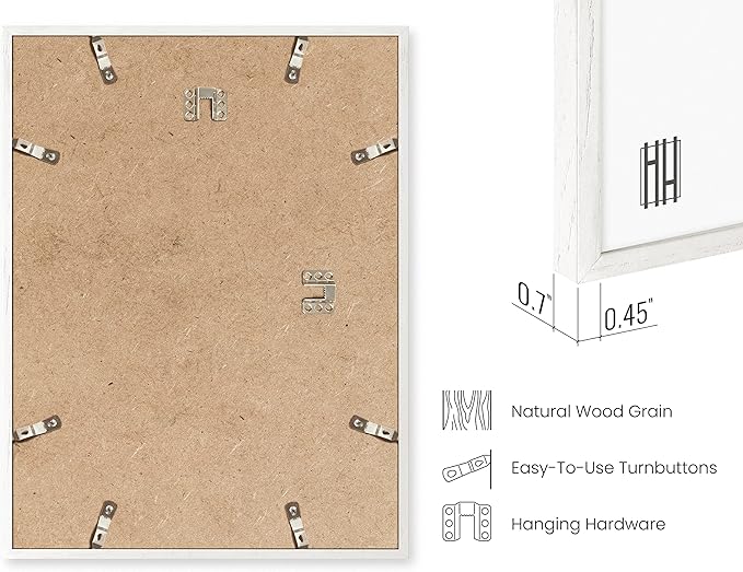 HAUS AND HUES 4-Pack White Oak Frames - 12x16 Picture Frames for Wall Artwork and Posters