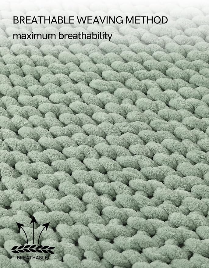 YnM Chunky Throw Blanket, Medium-Weight, Hand Knitted with Chenille Yarn, Skin Friendly, Ventilated and Breathable, Machine Washable, Home Décor Piece for Couch, Sofa and Bed (Sage Green, 40x50 Inch)