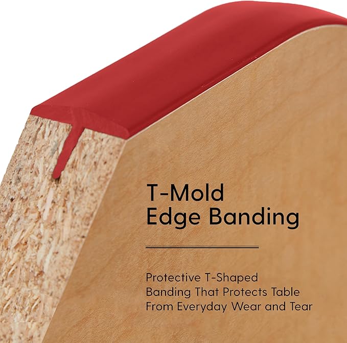 Factory Direct Partners FDP Rectangle Activity School and Classroom Kids Table (36 x 60 inch), Toddler Leg, Adjustable Height 15-24 inches - Maple Top and Red Edge