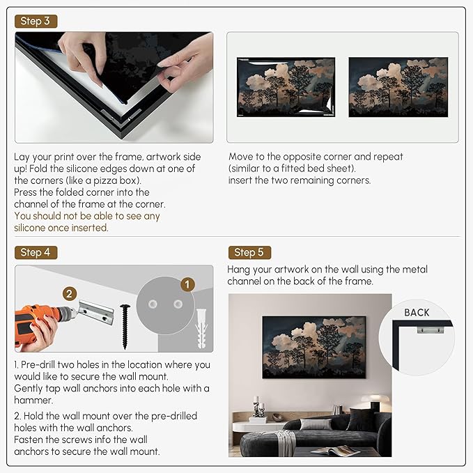 SIGNWIN 30"x60" Extra Large Framed Wall Art Silhouetted Trees at Dusk, Dramatic Forest and Cloudscape for Home Living Room Bedroom Decor (Frame Assembly Required)