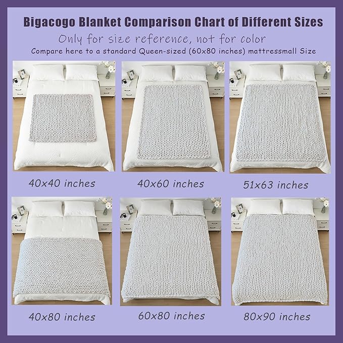 Bigacogo Chunky Knit Throw Blanket for Couch, 51x63 inches, 100% Hand Knitted with Thick Jumbo Chenille Yarn, Cozy Soft Large Rope Knot Cable Crochet Blankets for Sofa Bed Living Room, Peach Fuzz