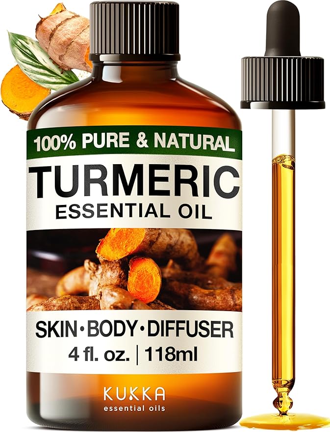 Kukka Turmeric Oil for Skin - 4 Fl Oz - 100% Pure Natural Turmeric Essential Oil, Herbaceous Scent, for Face, Hair, Aromatherapy, Candle & Soap Making Scent DIY