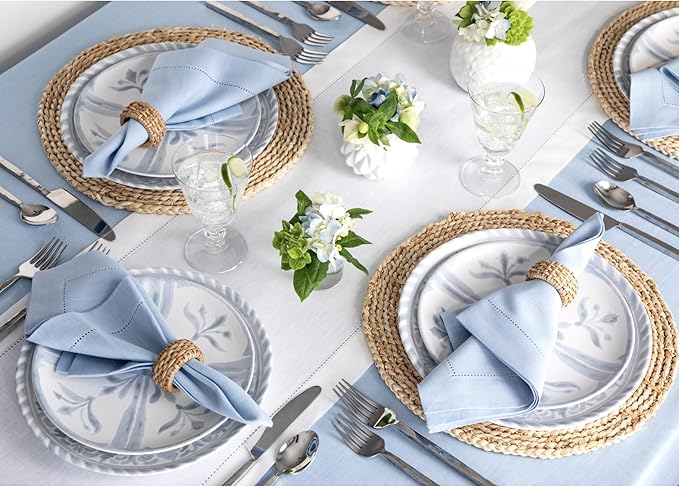 Solino Home Linen Table Runner 90 Inches Long - Classic Hemstitch 100% Pure Linen White Dining Table Runner 14 x 90 Inch for Fall, Autumn, Halloween, Thanksgiving