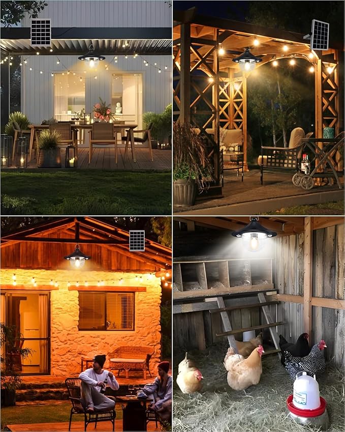 Solar Shed Light Outdoor Indoor 3000LM Solar Lights Daytime Available with Remote Control, Double Motion Sensor & 5 Lighting Modes, Solar Indoor Lights for Gazebo, Shed, Garage, Barn