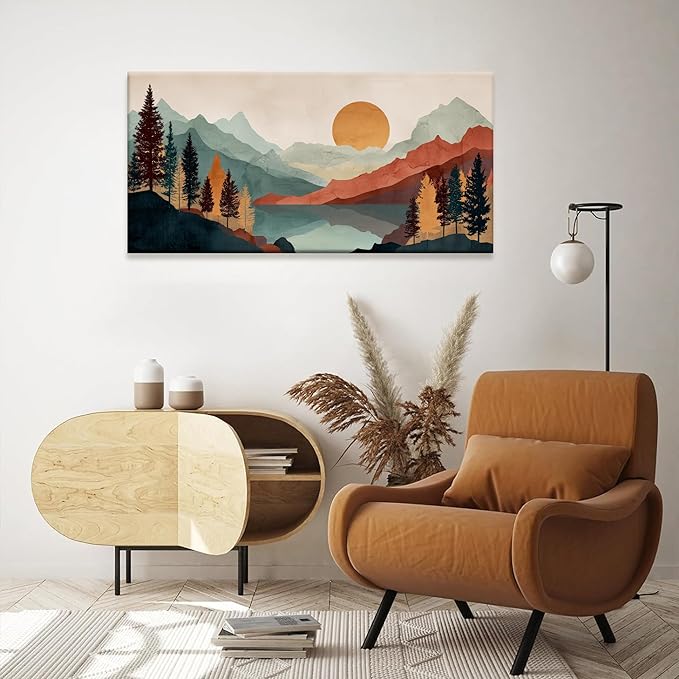 Tsomzxng Mountain Boho Wall Art For Bedroom Artwork Abstract Mountain Forest Landscapes Colorful Wall Art Painting Canvas Art Wall Decor Prints Ready To Hang Wall Pictures Home Wall Decor 20×40 Inch