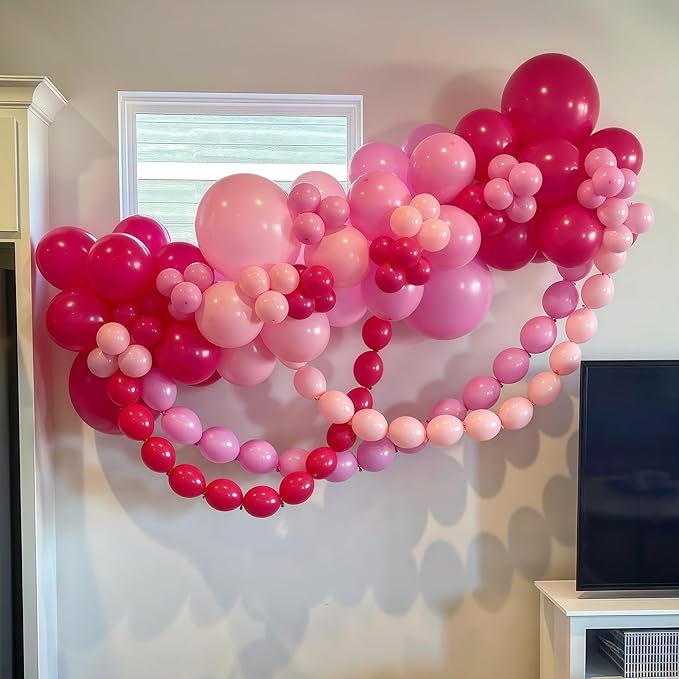 Pastel Pink Linking Balloons, 100PCS 6 Inch Small Baby Pink Link Balloons for Making Balloon Wall Heart Arch, Quick Linked Balloon for Girls Wedding Birthday Baby Shower Valentine's Party Decorations