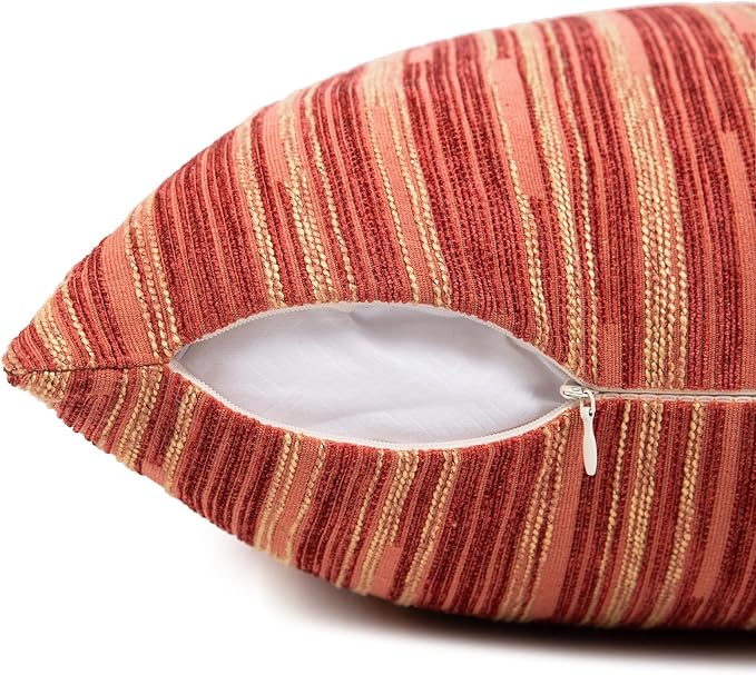 Yeiotsy Pillow Cases Bohemia, Pack of 2, Modern Striped Throw Pillow Covers Geometric Cushion Covers for Sofa Holiday Party Decoration (Red, 18 X 18 Inches)