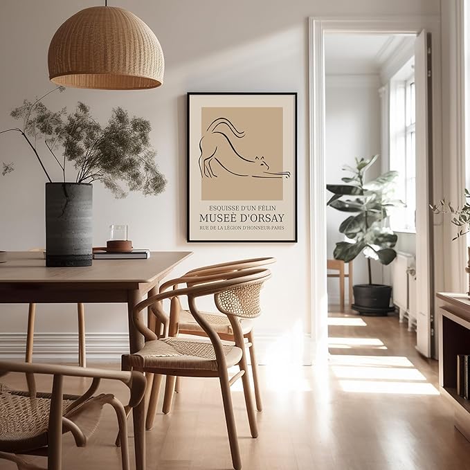 Poster Master Vintage Poster - Retro Cat Print - Line Drawing Art - Sketch Art - Gift for Boys, Girls & Animal Lover - Cute Decor for Bedroom, Kid's Room or Nursery - 11x14 UNFRAMED Wall Art