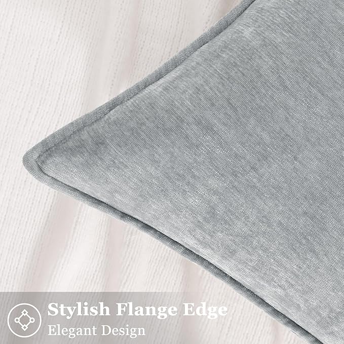 decorUhome Couch Throw Pillow Covers 16x16 Set of 2, Decorative Soft Euro Neutral Chenille Pillow Covers with Elegant Design for Sofa Bed Living Room Home Decor, Ultimate Gray