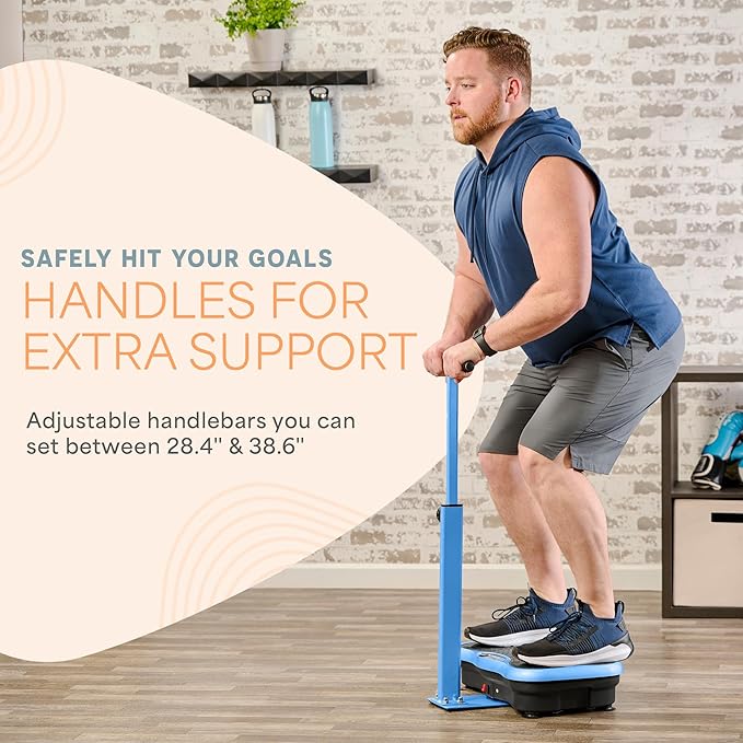 Lifepro TrimLite Vibration Plate Exercise Machine with Handlebars – Whole Body Vibration Platform for Lymphatic Drainage & Weight Loss – 99 Speed Levels, Bluetooth Speaker, Resistance Bands & Remote