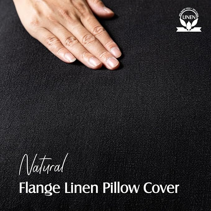 Foindtower Pack of 2, Decorative Linen Soild Throw Pillow Covers Soft Accent Cushion Case Boho Farmhouse Neutral Pillowcase for Chair Couch Sofa Bedroom Living Room Home Decor 26 x 26 Inch Black