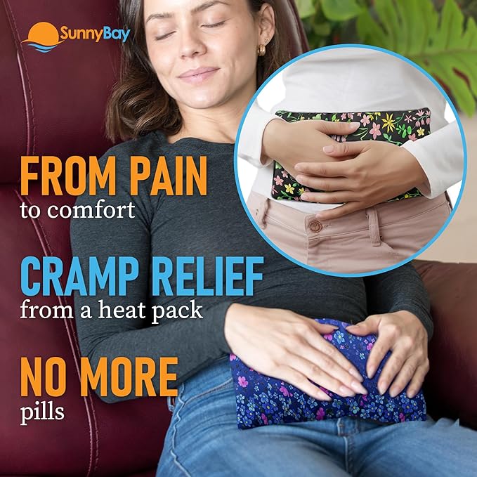 SunnyBay Small Microwave Heating Pad, Microwavable Versatile Cold/Heated Neck and Shoulder Wrap for Back Pain and More, Moist Heat Cotton-Fleece Pad, 6x11 Inches, Lilac and Green Flowers, Pack of 2