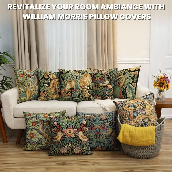 Charlotte Home Furnishings Throw Pillow Covers, Decorative Boho Pillow Covers for Couch, Living Room, Black Peacock Square Cushion Cases 18x18 in, European Cotton Jacquard Woven for Cozy Bedroom Decor