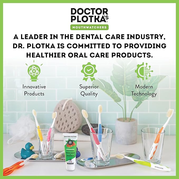 MOUTHWATCHERS Soft Flossing Toothbrushes for Kids, Yellow, Ultra Clean Manual Toothbrush for Sensitive Teeth & Gums, by Dr. Plotka