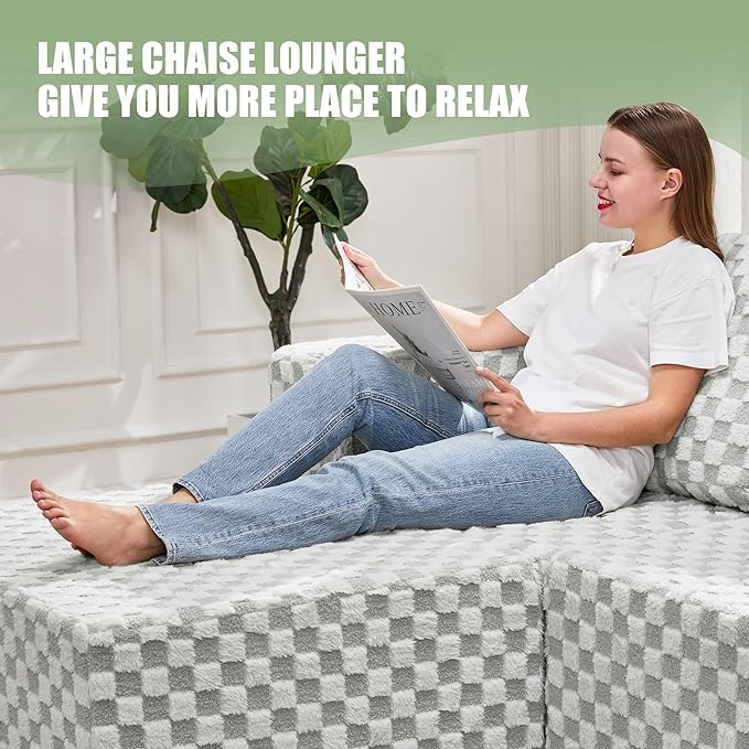 Hobestluk Modular Sectional Sofa Memory Foam Couch L Shape Sofa for Living Room Loveseat with Chaise Lounge Cloud Couch with Removable Cove (Plush GREYOLIVE, Loveseat with Chaise)