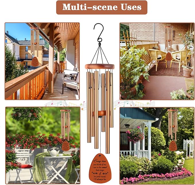 Memorial Gifts, Sympathy Wind Chimes Memorial Wind Chimes for Loss of Loved One Prime, Sympathy Gift, Bereavement/Remembrance Gifts in Memory of Loved One Mother Father, 30" Wooden