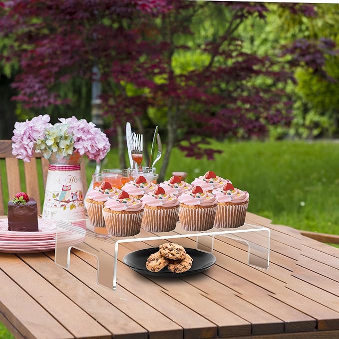 Jusalpha 6mm Thickness Clear Acrylic Display Riser with Tray Handles For Laptop, Notebook, Retail Display Food Display,12" x 8" x 3"