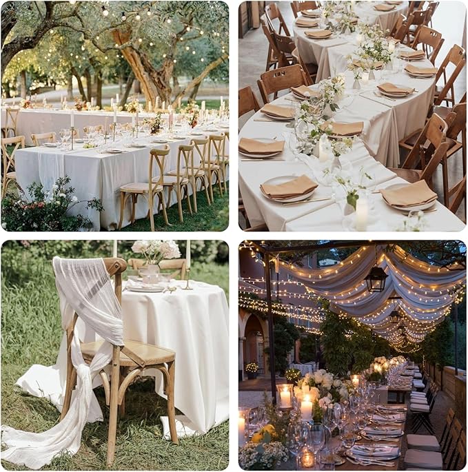 Sioloc Ivory White Cream Cheesecloth Table Runner Fall Autumn Decor for Home 10ft Table Cloth for Tea Wedding Birthday Party Baby Bridal Shower Halloween Thanksgiving