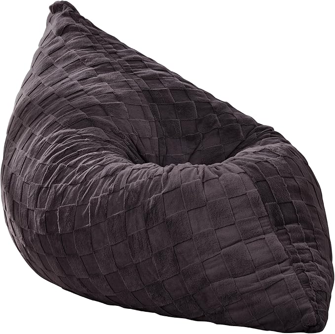 Hobestluk 3 in 1 Bean Bag Chair Giant Bean Bag Chairs for Adults with Plaid Cover Convertible Bean Bag Floor Cushion with Machine Washable Cover for Living Room (Plaid Dark Grey)