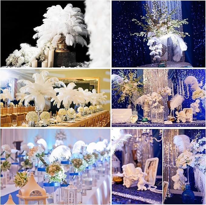 THARAHT Baby Blue Ostrich Feathers 12pcs Large Natural Bulk 16-18Inch 40cm-45cm for Wedding Party Centerpieces Easter Gatsbi and Home Decoration Feathers