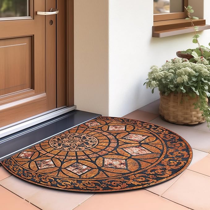 CHICHIC Entrance Door Mat Large 24 x 36 Inch Entry Way Doormat Front Door Rugs Outdoors Heavy Duty Welcome Mat Non Slip Rubber Back Low Profile for Garage, Patio, High Traffic Area, Orange