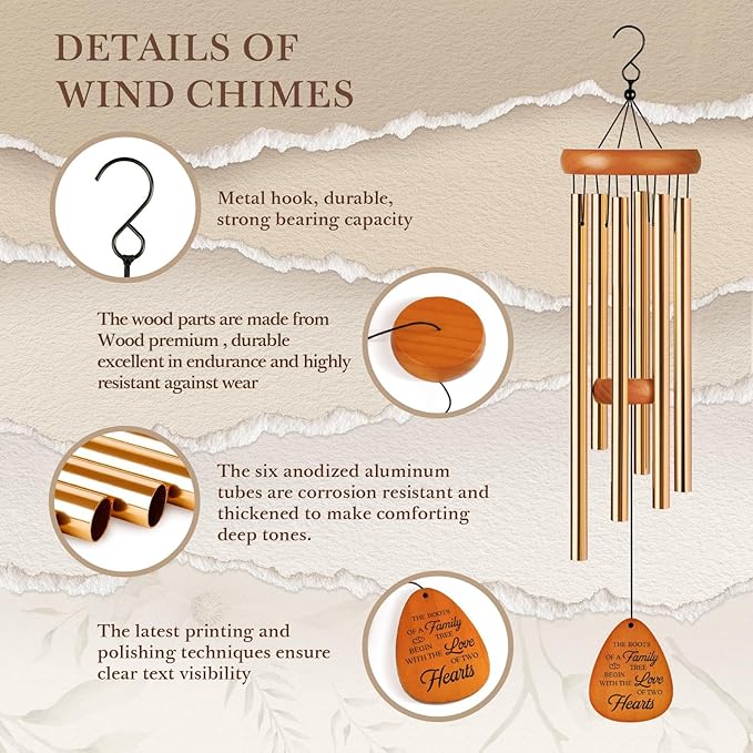 50th Wedding Anniversary Wind Chime, Happy 50th Anniversary Romantic Gifts for Couple, Parents, Wife, Husband, Friends, Golden Anniversarys Keepsake Gifts Ideas