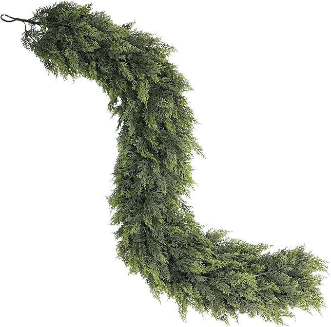 5FT Real Touch Cedar Garland for Fireplace - Artificial Christmas Garlands Realistic Faux Greenery Fake Pine Needles Garland for Holiday,Table, Window,Mantel,Stairs, Home,Indoor Outdoor Decor (2PCS)