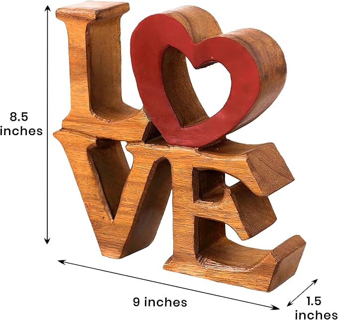 Decozen Gifts for Mom - Wooden Love Letters Sculpture - Mother's Day Birthday Gifts, Home, Office, Living Room, Shelf, Fireplace, Farmhouse, Tabletop, Boho and Mantle Decor - Mothers Day Decorations