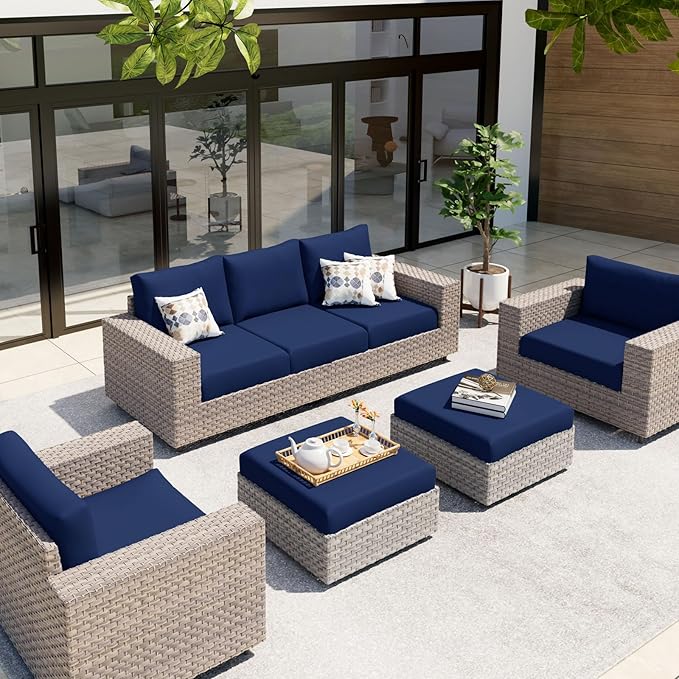 hyha Waterproof Couch Cushion Covers, Stretch Sofa Couch Seat Slipcover for Dog Washable, Non-Slip Waterproof Outdoor Cushion Covers for Patio Furniture Replacement (1 Piece for Small, Navy)