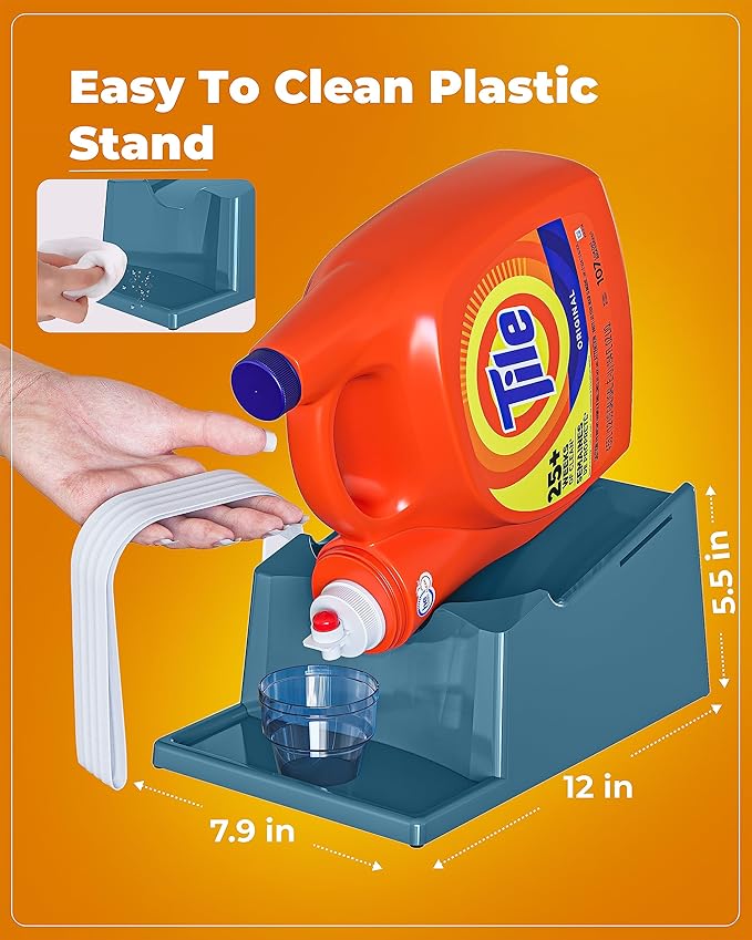 TidyFriend Laundry Detergent Holder Stand with Drip Tray, 3 Pack Laundry Soap Holder with Non-Slip Rubber Feet for Washing Space Organization, Angled Downward Slope for Easy Pouring (Slate Grey)