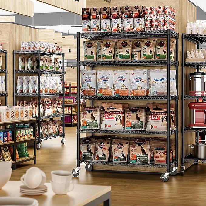 IZEUK Garage Shelving Wide Storage Shelves 5 Tier Metal Shelves 4000 LBS Heavy Duty Adjustable Utility Shelf Rack Black 23.6" D x 53.1" W x 73.6" H