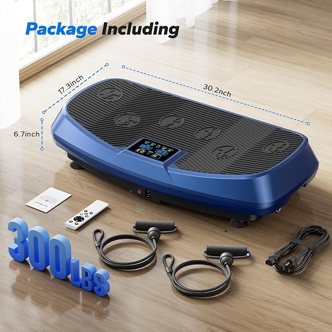 MERACH Vibration Plate Exercise Machine, 3D & 4D Vibration Plate with 2 Tension Ropes LED Display, Whole Body Vibration Platform for Women Men, Exercise Equipment for Home